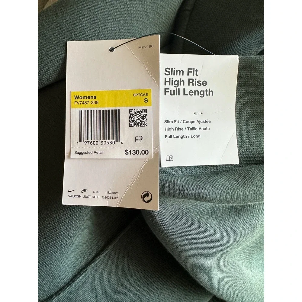 Nike Sportswear Tech Fleece High Waisted Slim Pants Vintage Green Small NWT - Picture 7 of 11